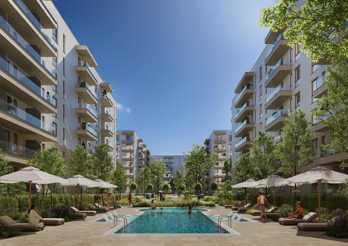 Harmony Apartments, corte interna con piscina